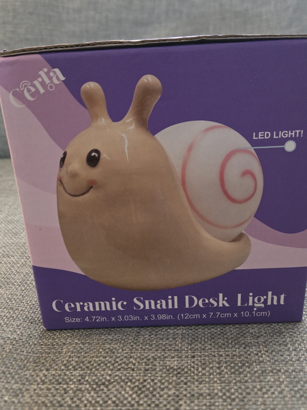 Cerra Ceramic Snail LED Desk Light - Cream Body with White & Pink Shell